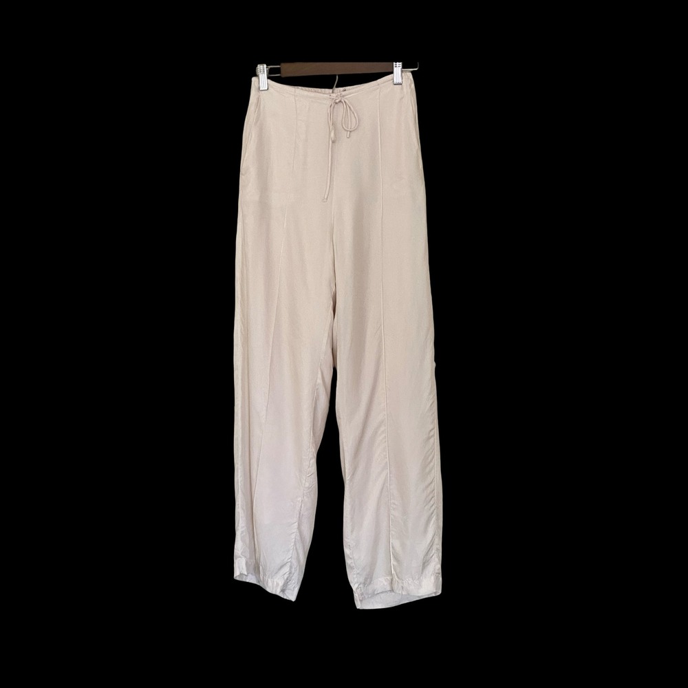 DISSH Women's Wide Leg Drawstring Pants Size 2 Champagne Pink Cupro Viscose